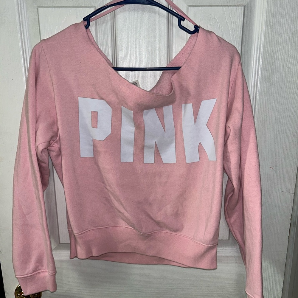 VS PINK scoopneck pull over crop sweatshirt size M